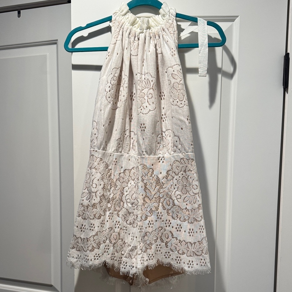 Luxxel White Lace Halter Romper